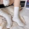 Braune Socken für Damen im Herbst und Winter, Meersalz-Cremewirbel, Mehrfarbige mittelhohe Frotteesocken, Vielseitige khakifarbene Socken für Damen