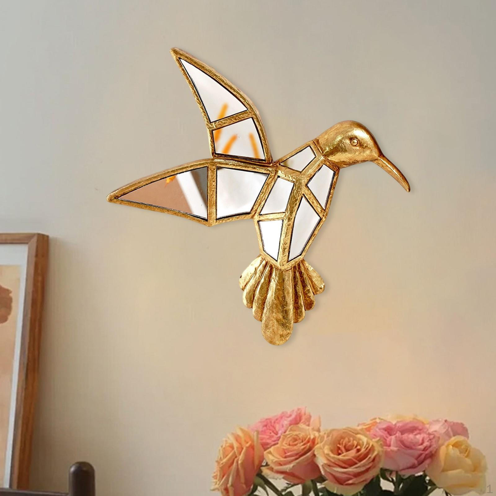 

Hummingbird Wall Mount Decor Hanging Ornament Gift Creative with Mirrors, Sculpture, Walls