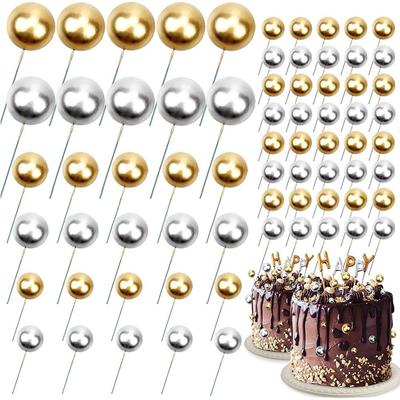 20PCS Birthday Cake Ornaments Wedding Cake Decorating Tools Accessories DIY Cupcake Gold Silver Ball Birthday Decoration Baking