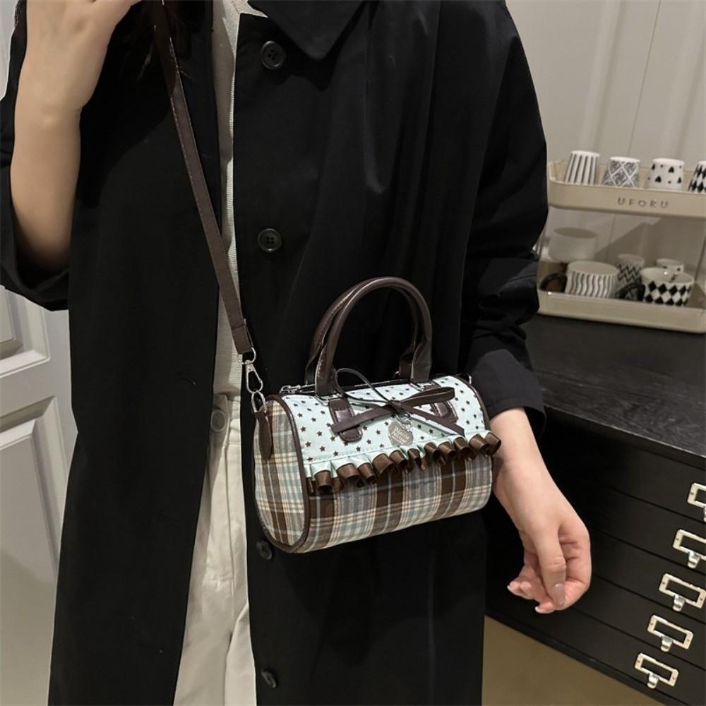 Portable Bowler Bag Exquisite Crossbody Bag Vintage Bow Polka Dot Handbag  Daily Use