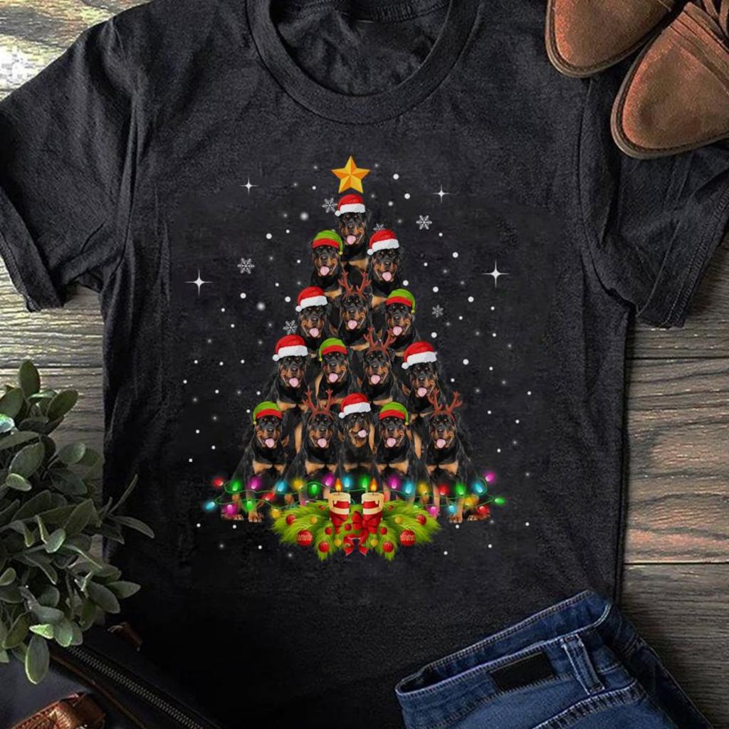 Rottweiler Dogs Tree Christmas Sweater Xmas Pet Animal Dog T-Shirt, Gift for Dog Lovers - Funny Dog - Rottweiler Lovers - Mother's Day