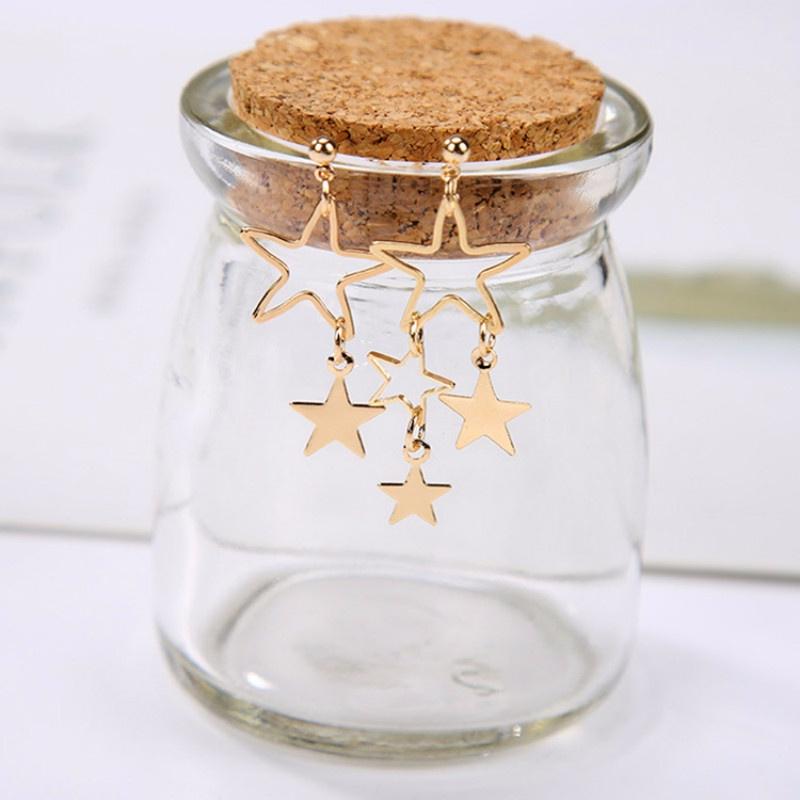 Simple Temperament Hollow Star Asymmetric Alloy Earrings Female Jewelry Gift