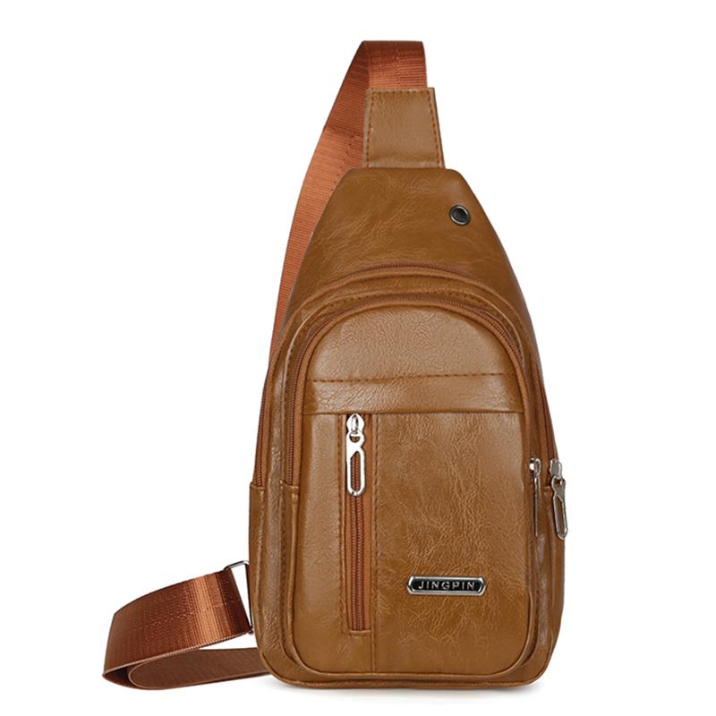 Luxury Soft Leather Men's Chest Bag Business Male Shoulder Crossbody Bag Multifunctional Sling Bag Man Mobile Phone Bag