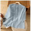 Women's Retro Embroidered Cotton Linen Stylish Casual Shirt Top