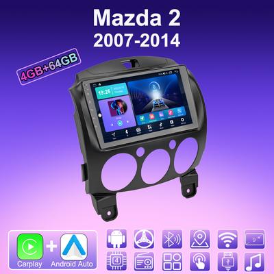 2 DIN Android Carplay Autós Rádió Mazda 2 2007-2014-hez Multimédia Lejátszó Fejegység Sztereó GPS Navigáció BT WIFI 4+64GB
