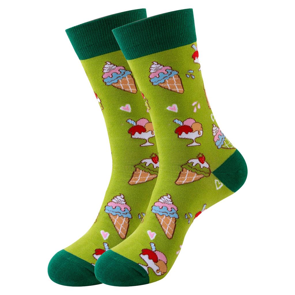 5 Pairs of New Mid-calf Socks: Original Food-themed Trendy Socks for Women – Fun, Quirky and Fashionable