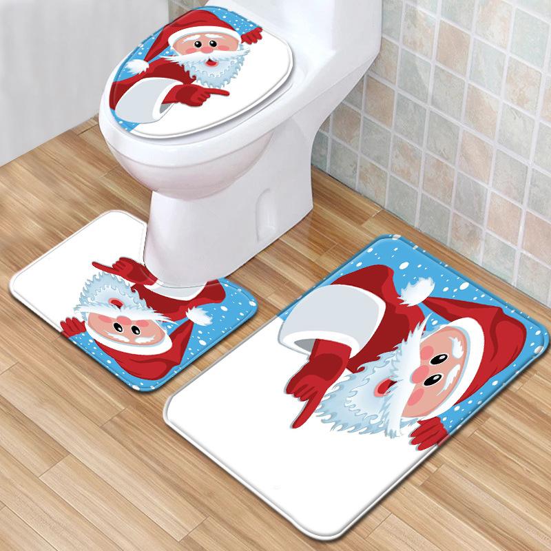3D Toilet Floor Mat Bathroom Mat Christmas Three-Piece Foot Mat E-Commerce