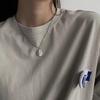Korean Version Simple Splicing Necklace Stainless Steel Collarbone Chain Letter Round Brand Pendant Necklace Men's Hip-hop Trendy Jewelry