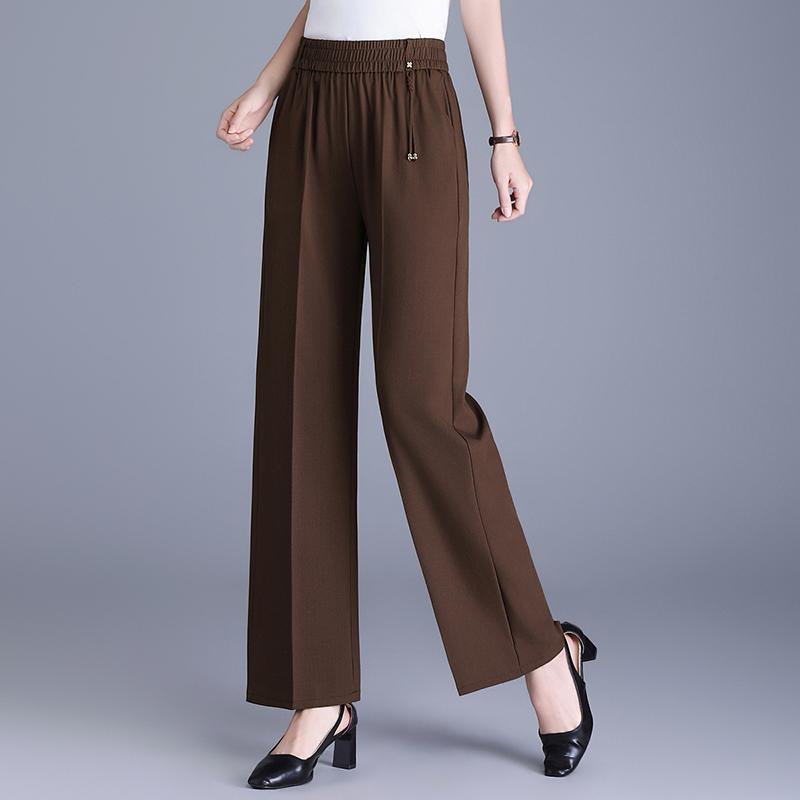 Women's Plus Size High Waist Straight-leg Cropped Pants – Elastic Waist Trousers (Sizes XL-6XL) for Summer