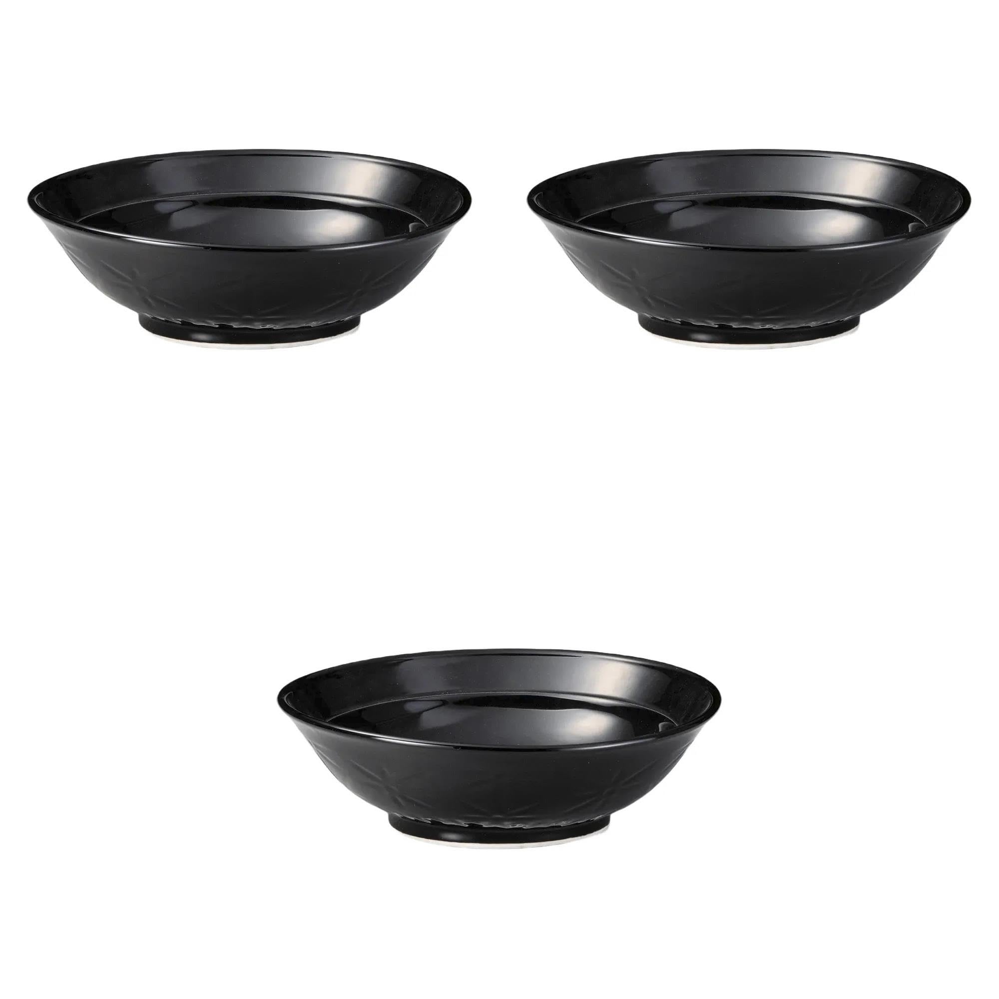

Set of 3 Black Glazed Shallow Bowls x Ramen Bowls by Setomonohonpo 8.0cm [24.8 7.8cm]