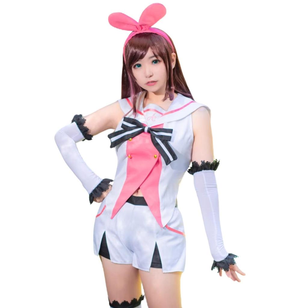 [Milky Time] Kizuna AI Cosplay Halloween VTuber Initial Costume with Wig (L)