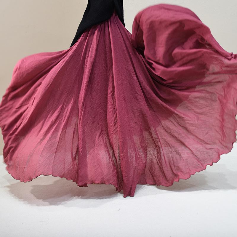 

Жіночі бавовняні лляні максі-спідниці Двошарові Бохо Еластична Висока талія Плісировані А-силуету Повітряні Розкльошені Довгі Максі-Спідниці Еластична Талія Довга Спідниця для Жінок 90cm