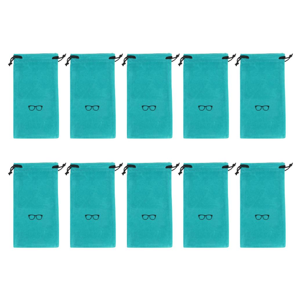 10 Pcs Soft Sunglasses Bag Drawstring Flocking Fabric Dust Proof Pouch Pocket Glasses Carry Bag Portable Eyewear Container