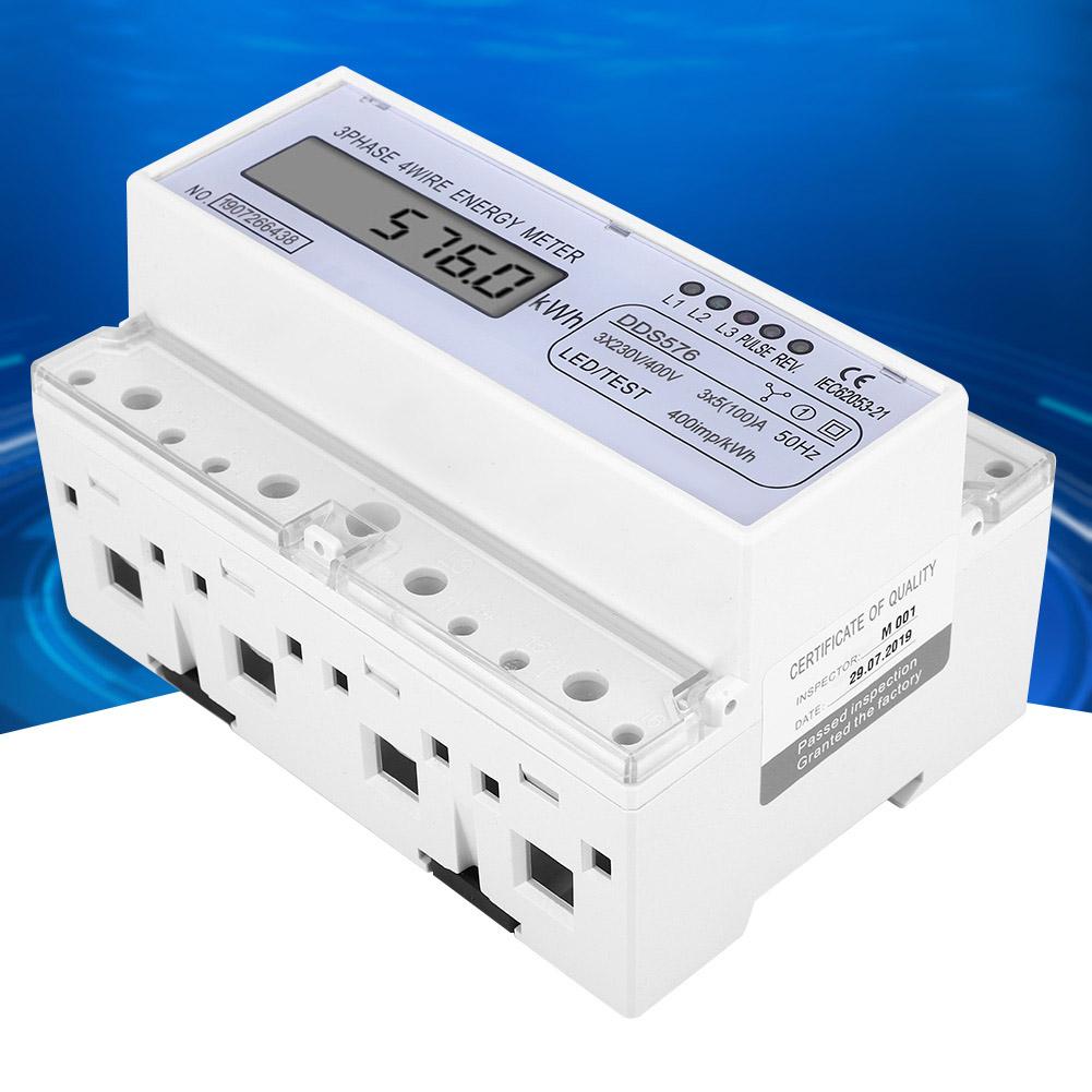 DDS576 Watt Hour Meter LCD Display 3 Phase 4 Wire 7P 380V Electric Energy Power Meter Less Than Br More Than