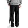 Pantaloni de trening largi pentru bărbați, căptușiți cu fleece, tricotaj greu, dungă contrastantă laterală, șnur, croială largă, casual, sport