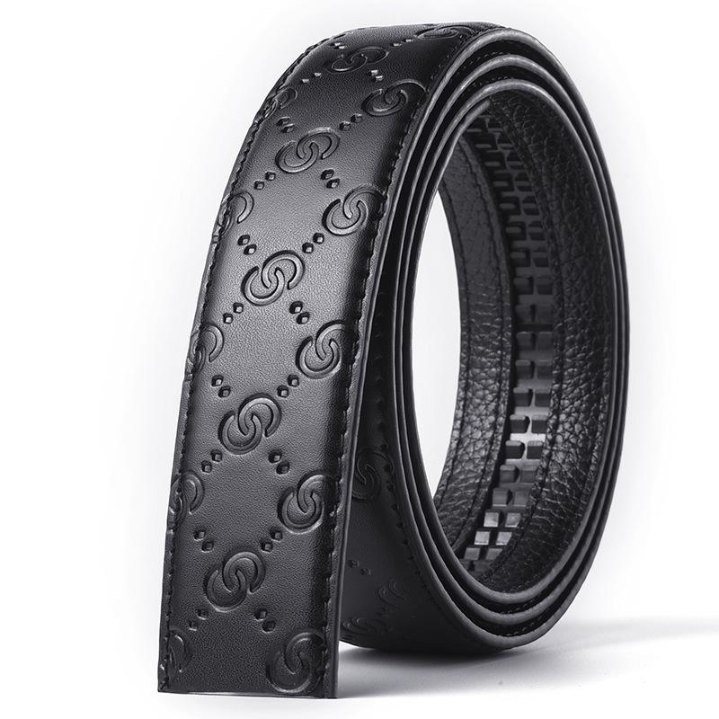 Headless Men's 3.5cm Leather Belt Strap with Automatic Buckle-Free Design
