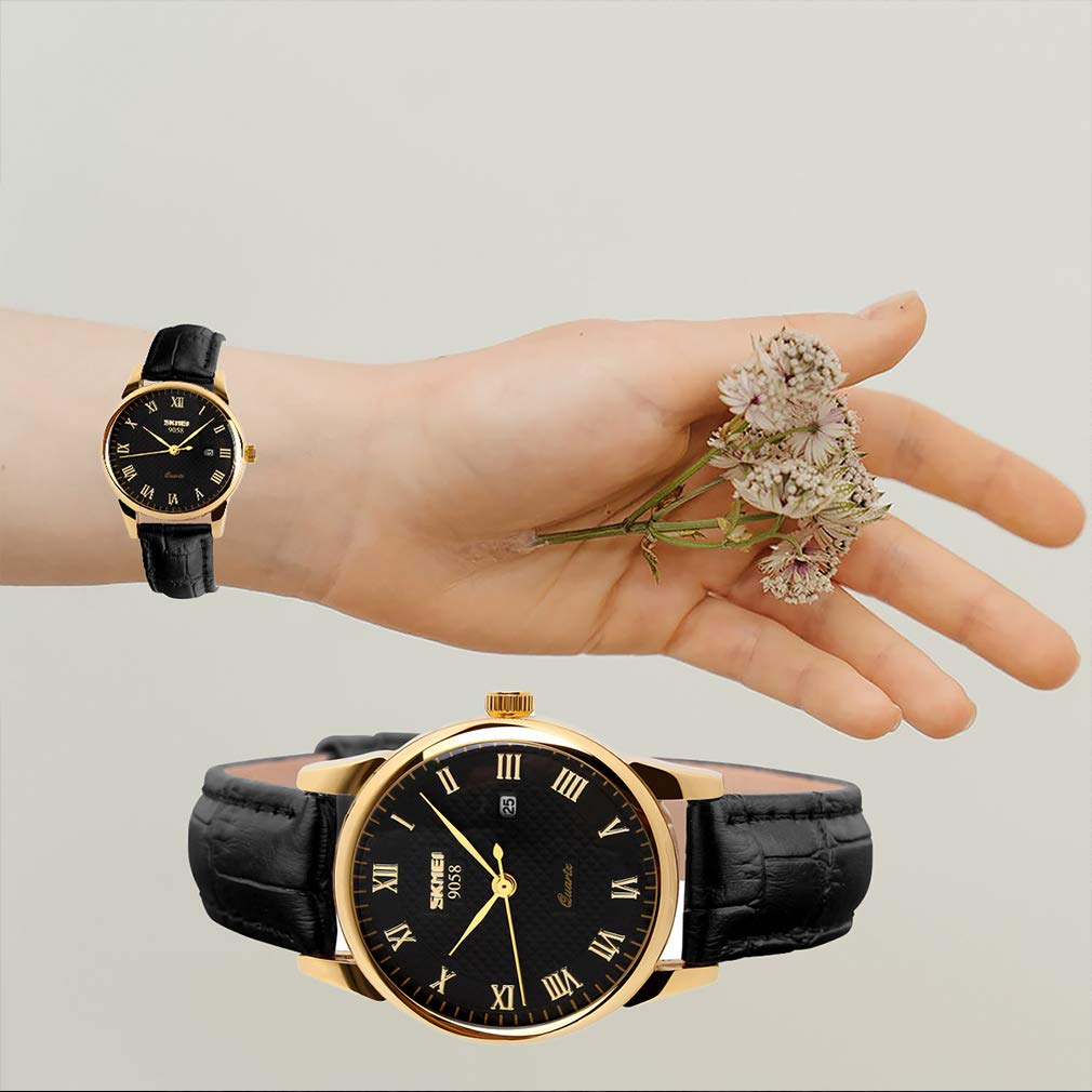 Beliebte Uhren für Männer und Klassisches schwarzes Leder und Perfekt als Geschenk für oder jede besondere SKMEI Damen-Paar-Uhr. Armband, wasserdicht, luxuriös.