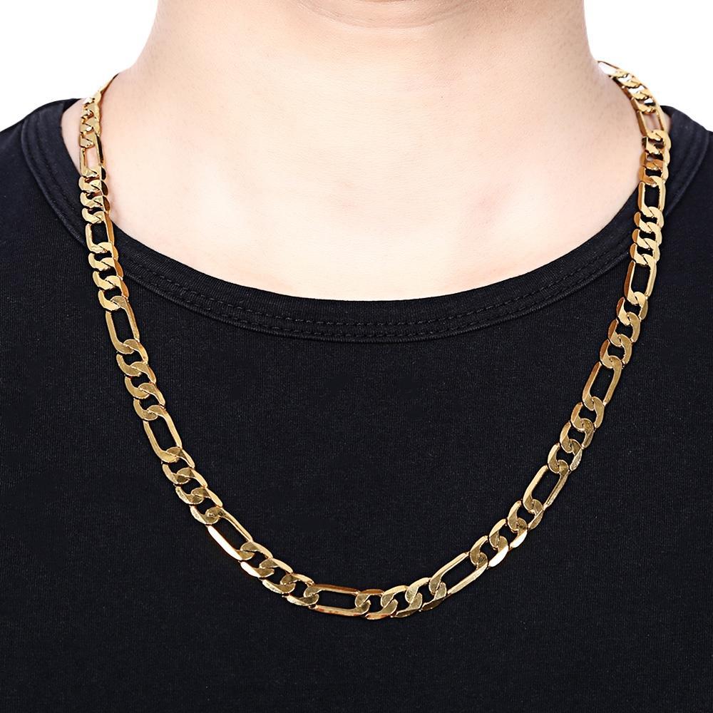 8mm Gold Color Figaro Chain Necklace 
