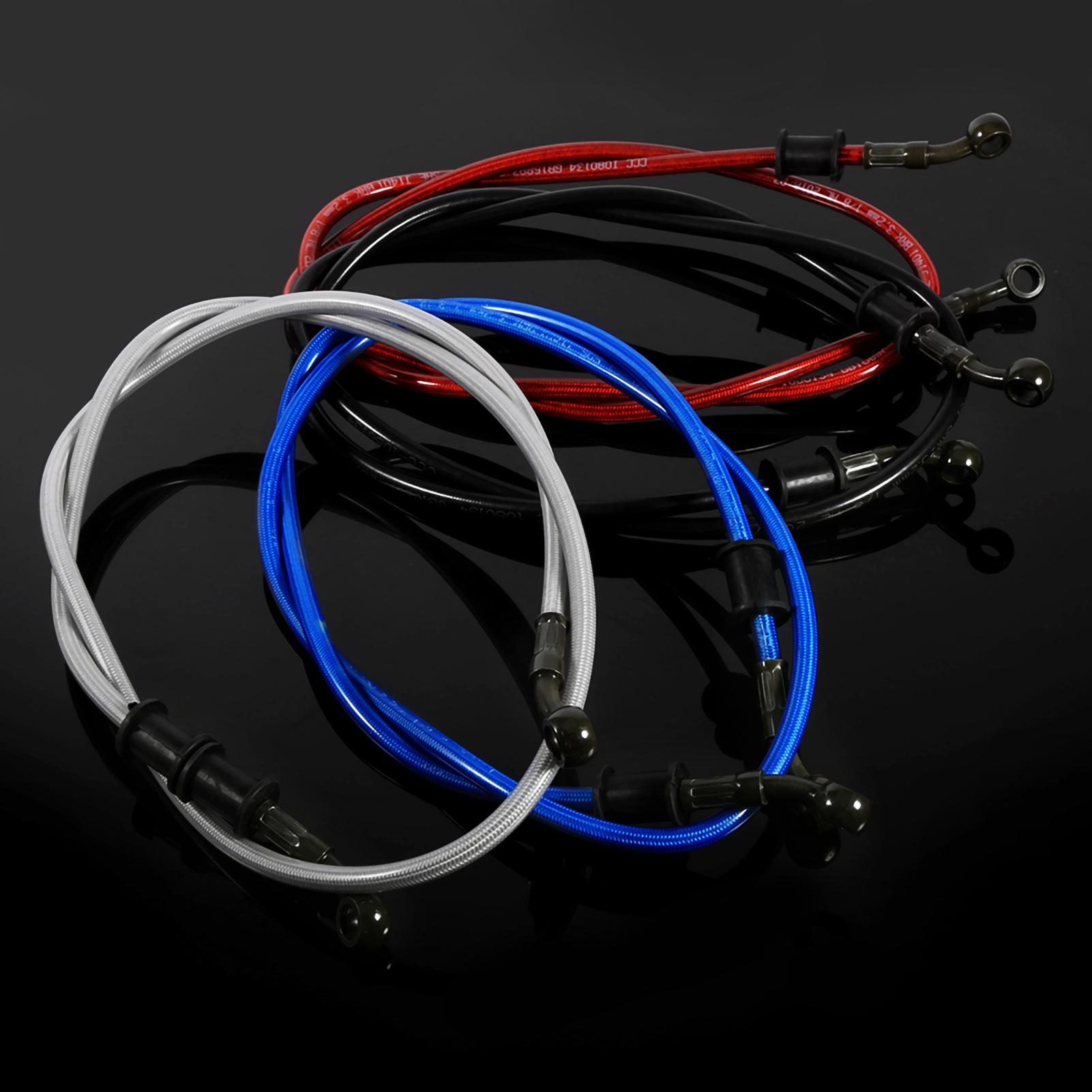 50cm-120cm Motorcycle Braided Steel Brake  Oil Hose Line Pipe Colorful Brake  Line Pipe Brake Oil Hose Line Pipe Black 600mm