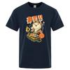 Japan Sushi Chef Cat Cartoons Men Tshirt Oversized Loose Clothes Street Cotton T Shirts Fashion T-Shirts Casual Brand Tshirt