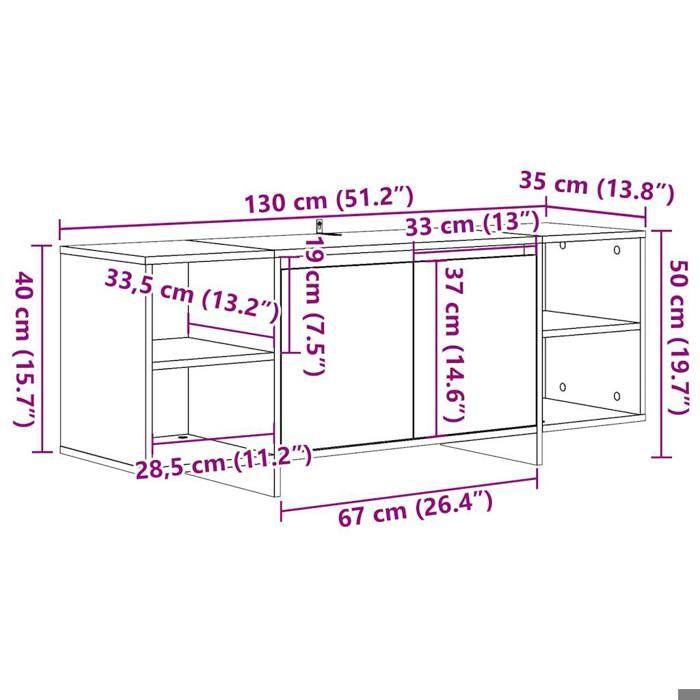 VidaXL TV Cabinet Artisan Oak 130x35x50 Cm Engineered Wood, Sideboard, Hi-fi Cabinet, Sideboards, Stereo Cabinet, Furniture of 856789