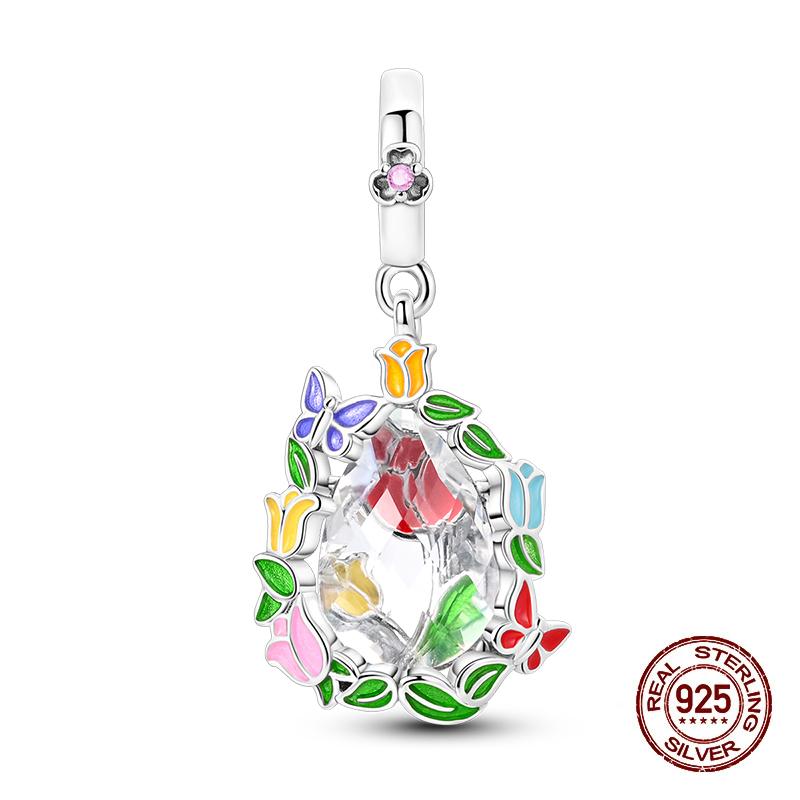 Compatible With 3MM Authentic Bracelets copper Colorful Dragonfly Flower Gem Butterfly Charm Bead Charms Bead Charms Fine Do It Yourself Jewellery Mak