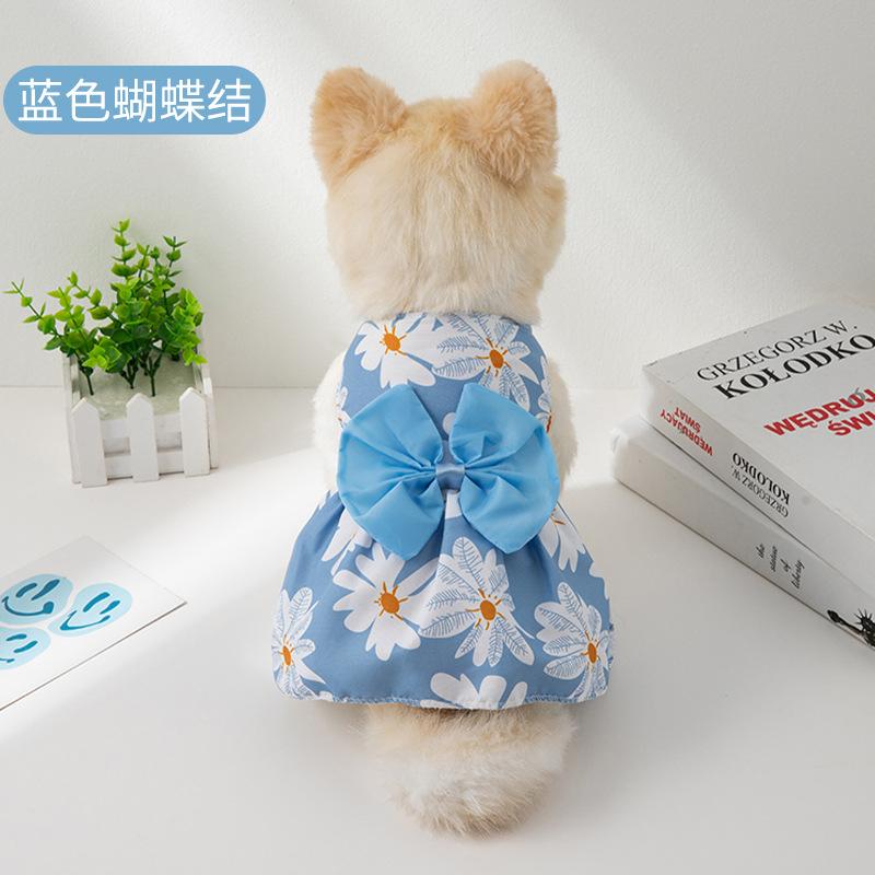 

Spring Summer Dog Princess Dress Kitten Pet Skirt Cute Printed Bow Dog Dresses for Small Medium Puppies Poodle Chihuahua Apparel S синій