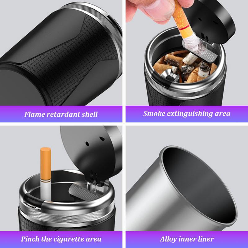Car Ashtray With LED Light For BMW X1 X2 X3 X5 X4X6 X7 1 3 5 6 7 Series E60 E90 E70 G20 G30 G70 i7 Flame Retardant Cigarette Box