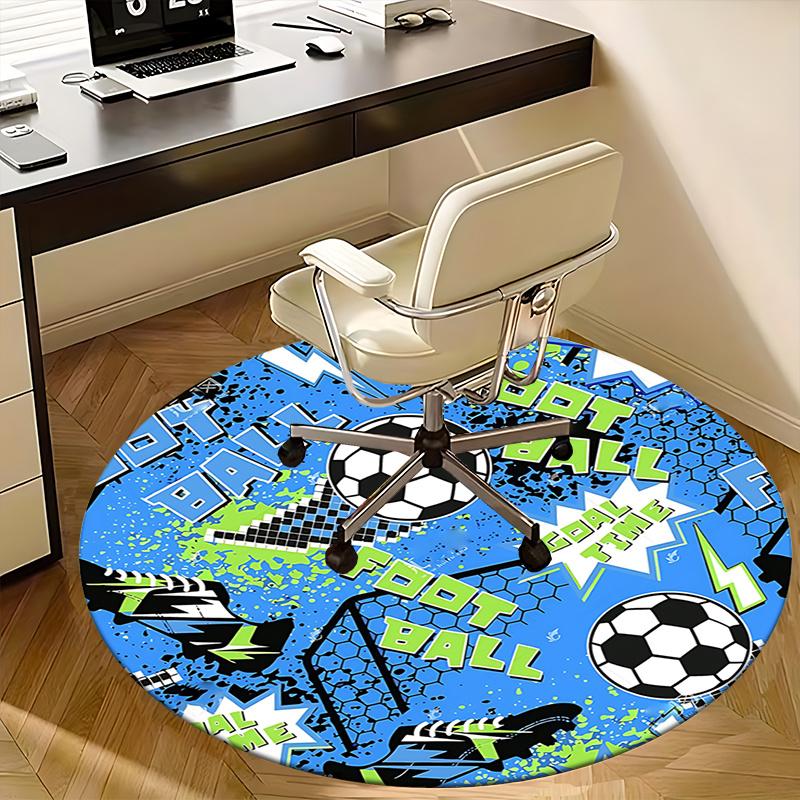Kancelářský koberec s fotbalovou tématikou, podložky pod židli, design fotbalového míče, sportovní dekorace pro domácí kancelář, obývací pokoj, ložnici, nápad na dárek1118060a