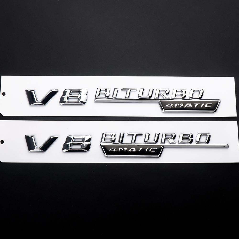 ABS V8 BITURBO 4MATIC Badge Sticker Car Body Trunk Fender Decoration For Mercedes Benz AMG W203 W206 W220 W205 W211 W210 W108