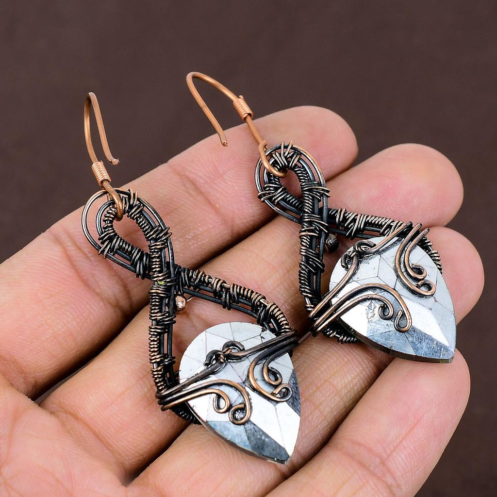 Mystic Topaz Handmade Copper Wire Wrap Jewelry Earring 2.64 P3h93