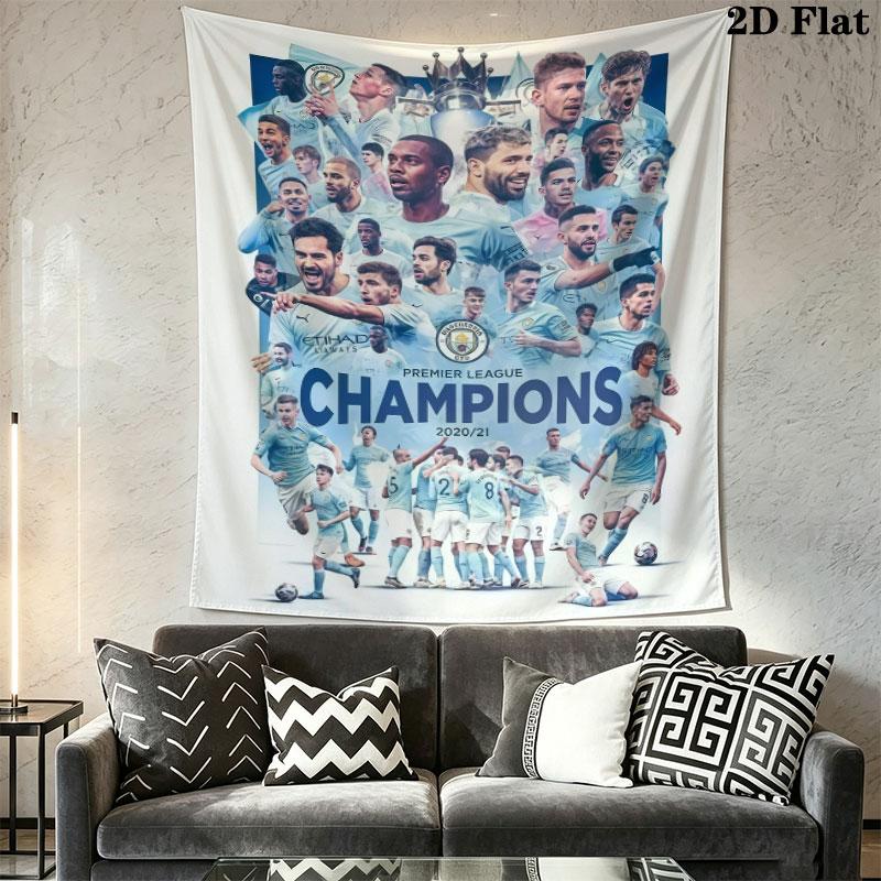 Royal MCFC CrownWall Hanging Printed Fabric Blanket Decorative Tapestries for Bedroom Living Room Home Decor