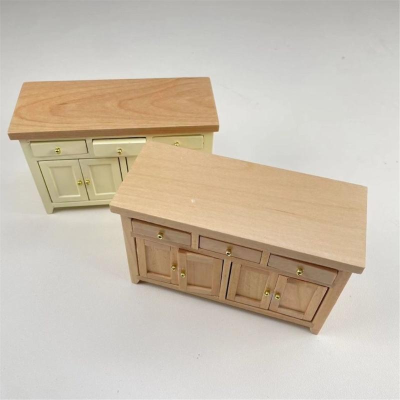 Unfinished Wooden Dollhouses Cabinet Miniature Furniture Model For DIY Crafting And Display