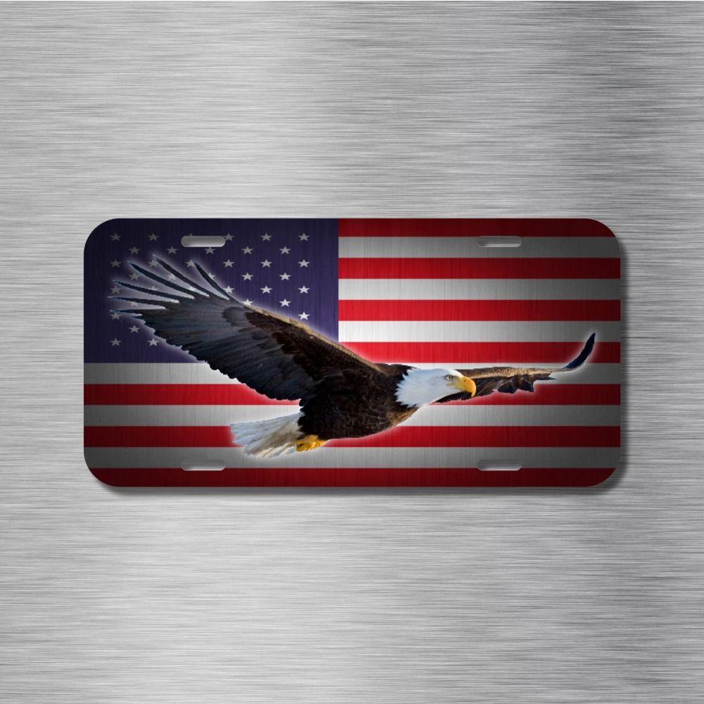 Metal Eagle Wall Art, American Flag Background, Home Decor, 30x15 cm