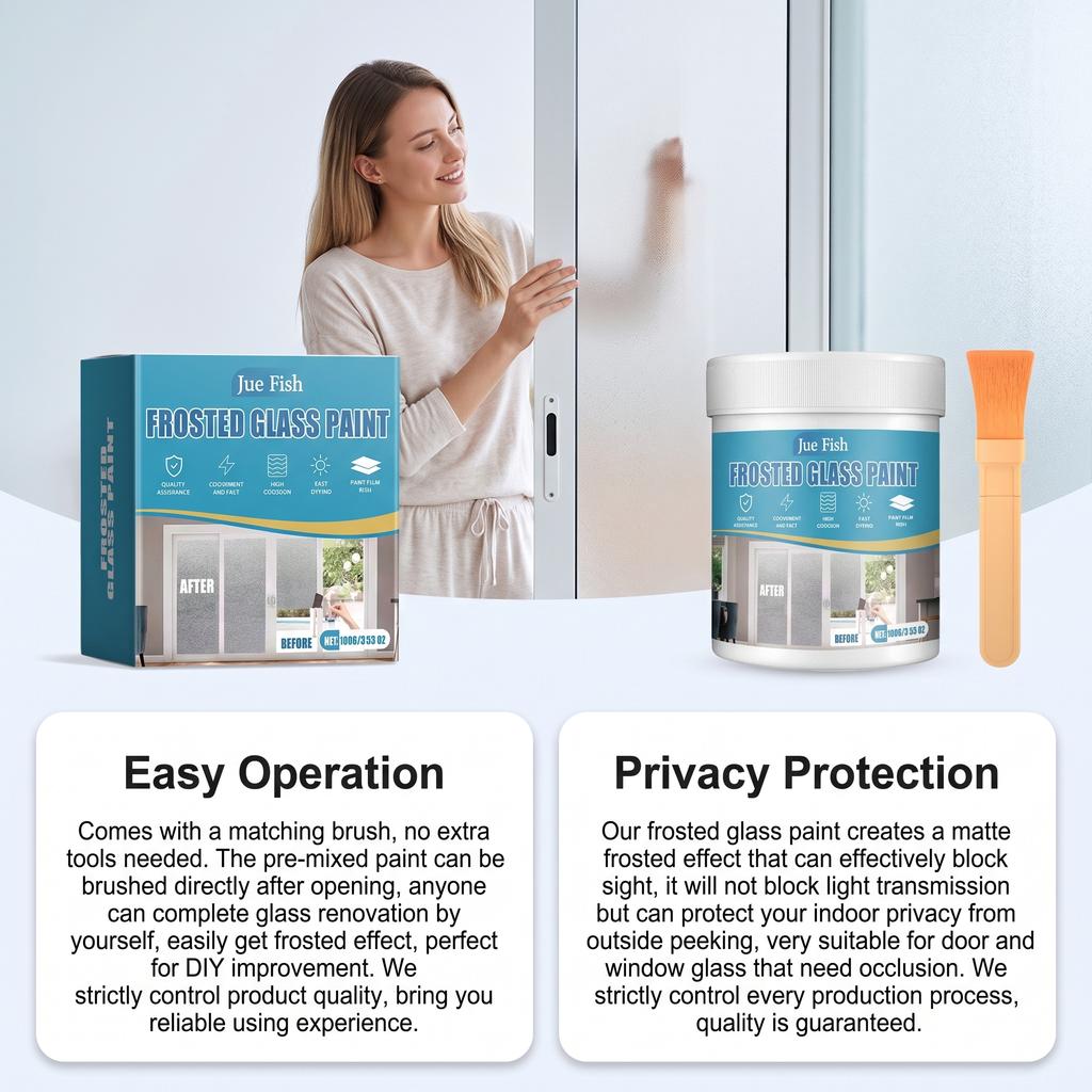 Frosted Glass Paint Set Matte Window Paint Privacy Window Film Alternative DIY Home Decor Glass Coating 100g With Brush