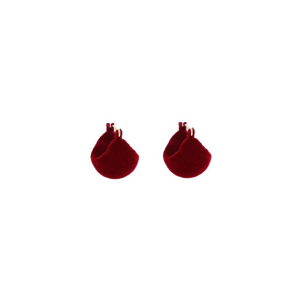 Red Velvet Drop Earrings Simple Dangle Fluffy Earrings for Women Autumn Winter Light Luxury Face Slimming Accessories