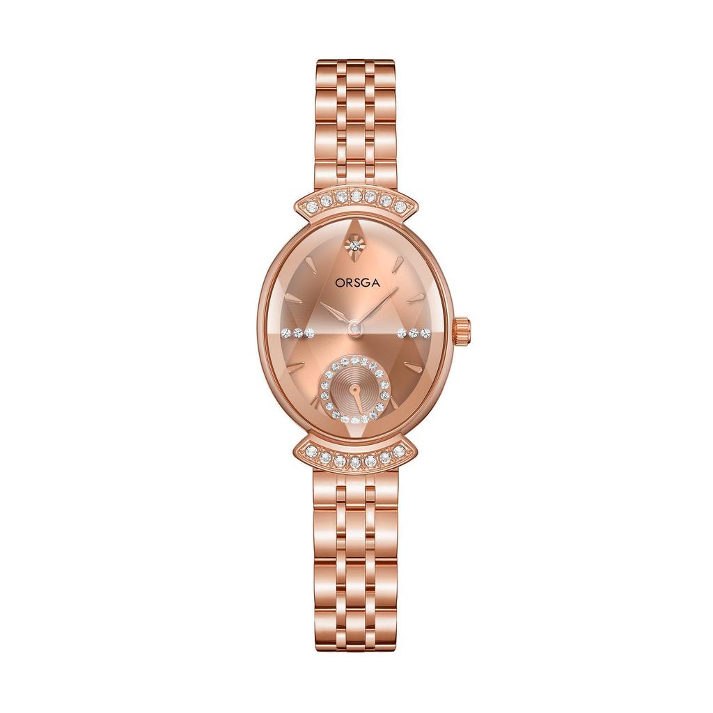 ORSGA Women's Oval Diamond-set Fashion Watch with Prismatic Mirror and Quartz Movement