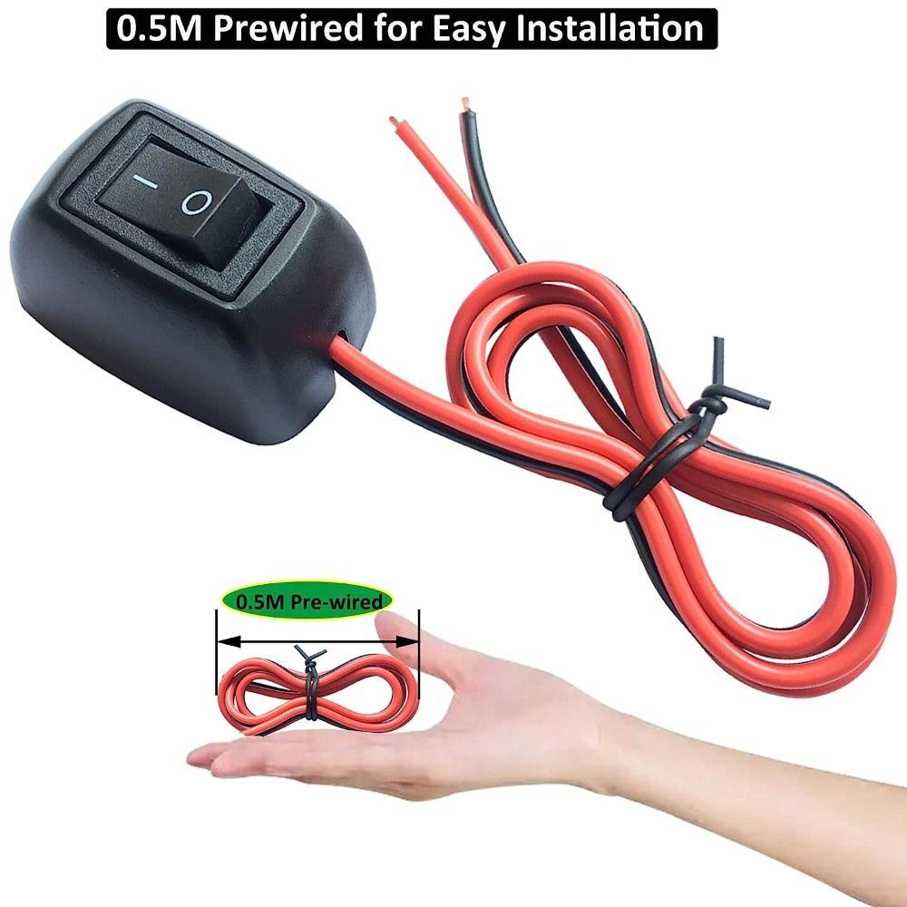 12V 24V Surface Mount Switch 0.6M Prewired Rocker Switch  12V/7.5A 24V/3.8A