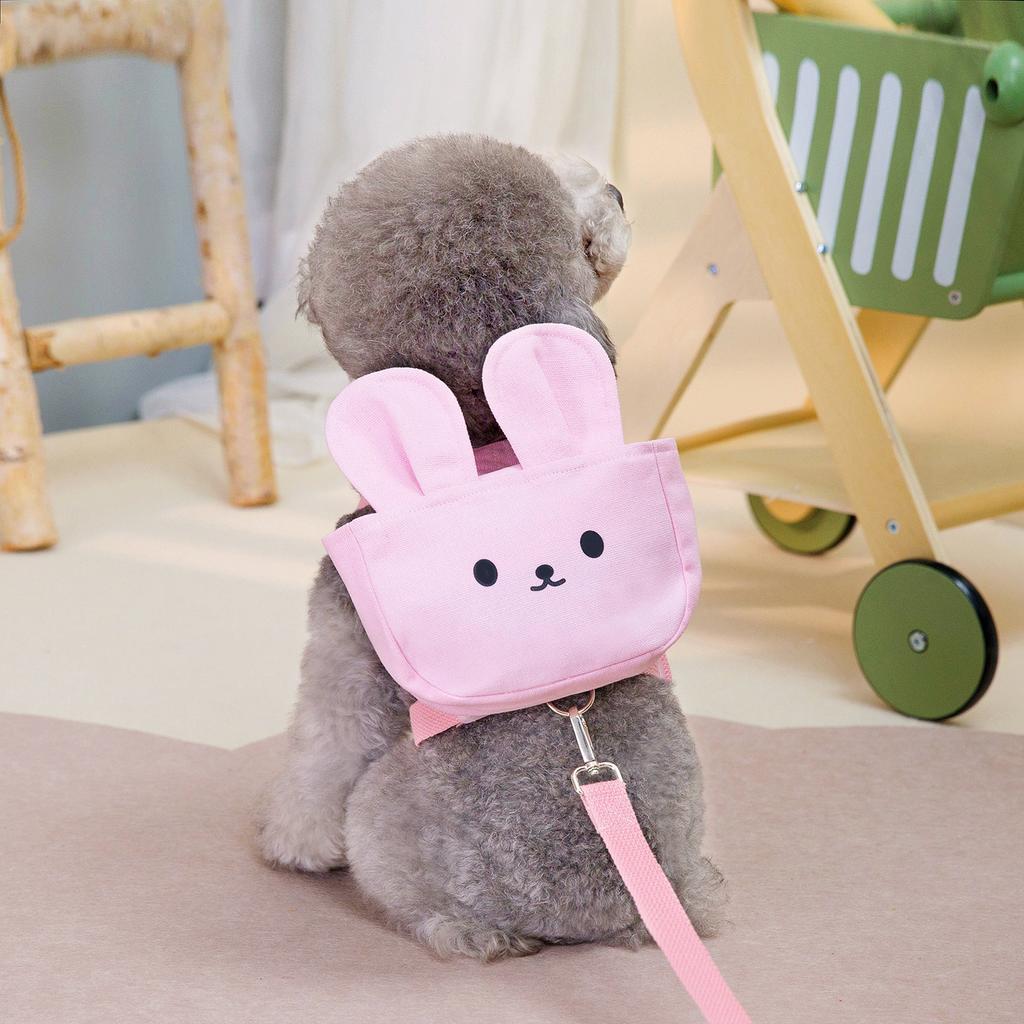 Pet Dog Clothing Traction Pet Chest Harness Supplies Spring and Summer New Bear Rabbit with Bag Chest Harness Rope