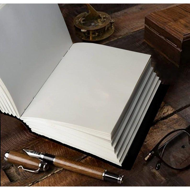 Pentagram Embossed Leather Journal ,Handmade Leather Journal ,Blank Leather Notebook Leather Grimoire, Leather Sketchbook Pentacle