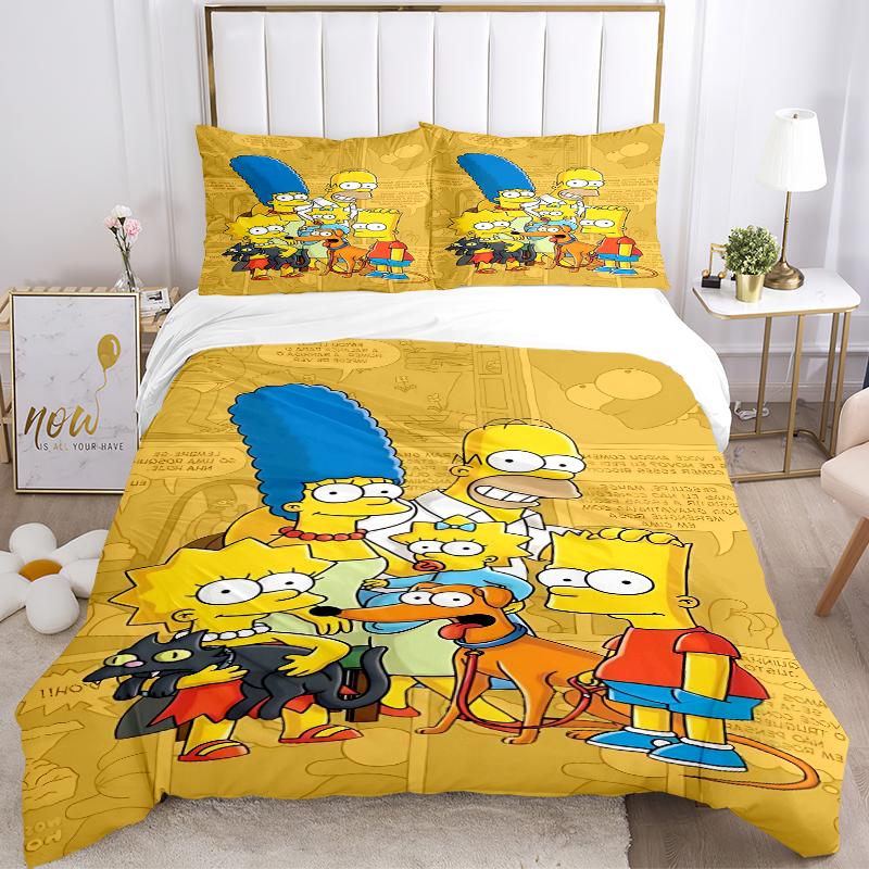 3Pcs Simpsons Family Adventure Bedding Sets For All Sizes New 3D Printed Bed Cover Comforter Duvet Cover Pillowcase Bedroom Decoration
