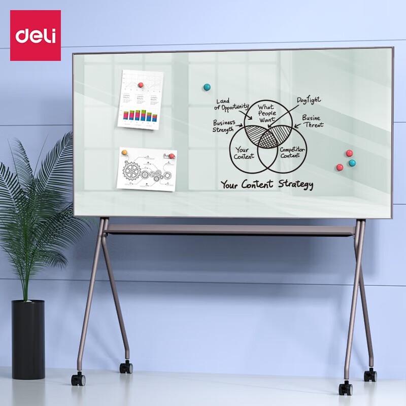 Deli Tempered Glass Mobile Magnetic Whiteboard