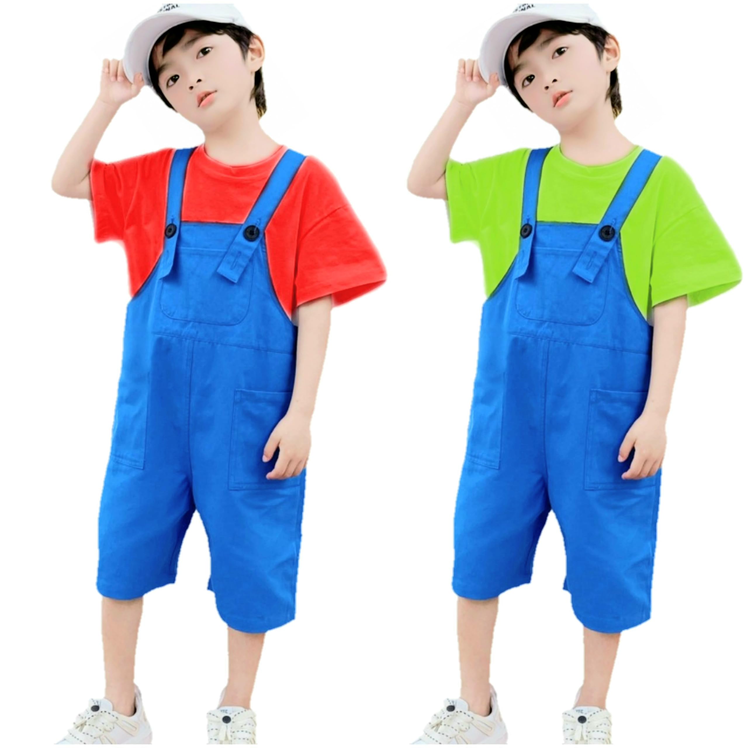 

[Сай Сай] Детский костюм Марио и Луиджи Братья Косплей, Комбинезон, Милый персонаж, Хэллоуин, Повседневный, СИНИЙ, 3 предмета, Унисекс, Комбинезон (130, КРАСНЫЙ)