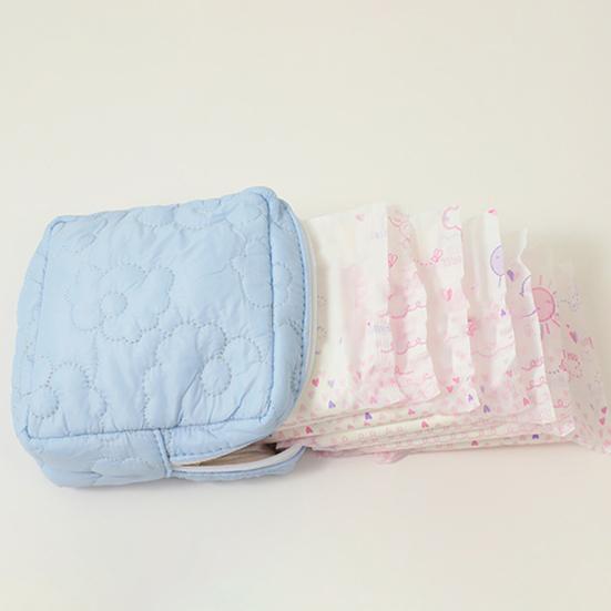 Sanitary Napkin Storage Bag Toiletries Keys Cards Storage Bag Organizer Floral Pattern Zipper Closure Travel Essentials Case