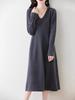 Women's 100% Pure Wool Mid-Length Knit Sweater Dress - Slimming Autumn/Winter Base Layer Long Skirt