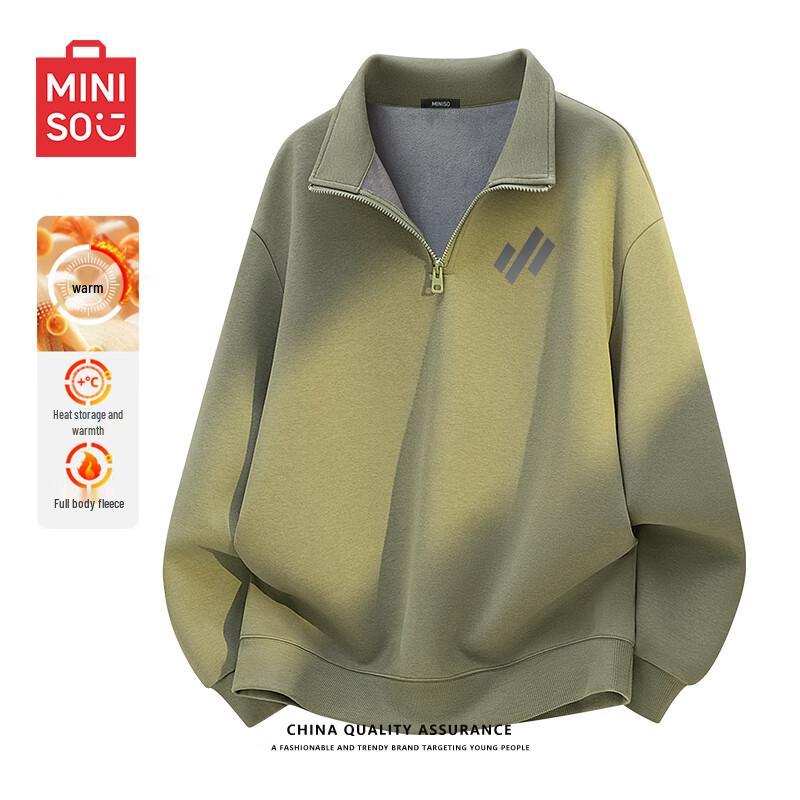 

MINISO Men s Half-Zip Fleece Stand-Collar Sweatshirt M