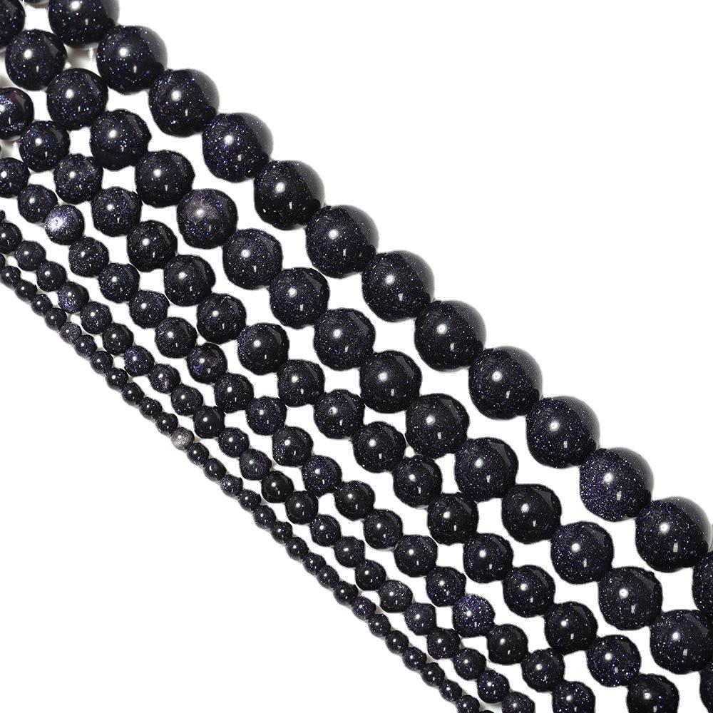 25–100 Stück 4–12 mm natürlicher blauer Sandstein, runde Abstandshalter, lose Perlen zum Selbermachen für Anhänger, Strang, Schmuckherstellung