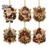 2D Acrylic Santa Flat Holiday Pcs Pearl Christmas Ornaments 6 Art Ornaments Tree Pendant Creative Effect Hanging Decoration for