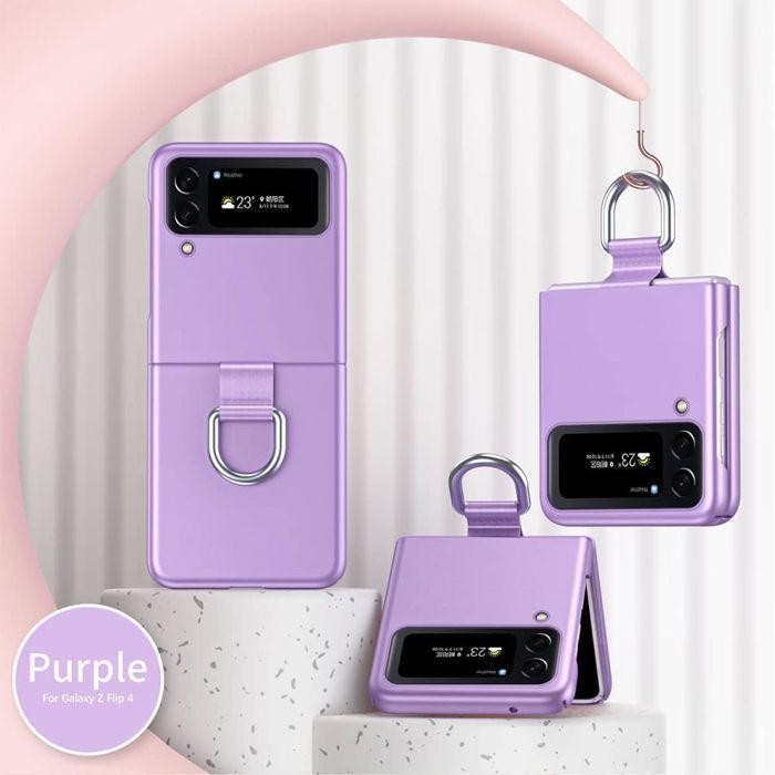 Hülle - BOOLING - für Samsung Z Flip 4 - Harter Schutz - Ring - Violett