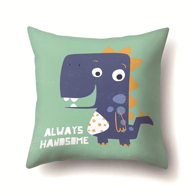 Față de pernă poliester cu model geometric de dinozaur, cu o singură față, pentru casă, canapea, living, dormitor, husă de pernă